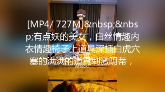 [MP4/ 727M]&nbsp;&nbsp;有点妖的美女，白丝情趣内衣情趣椅子上道具深插白虎穴塞的满满的道具刺激阴蒂，